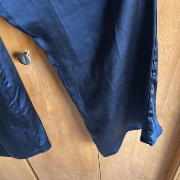 Lush Nordstrom polyester satin adjustable strap lined bodice jumpsuit navy blue - Picture 5 of 11